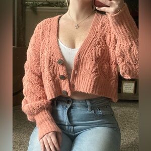Knitted Cropped Button up Cardigan Sweater